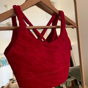 Red Lululemon sports bra